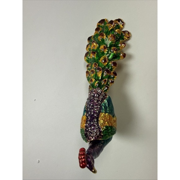 Peacock Trinket Box Jeweled Enameled Metal Hinged Figurine Tavuz Kusu - Picture 2 of 7